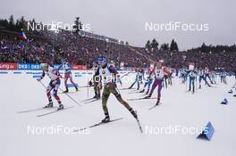 18.12.2016, Nove Mesto, Czech Republic (CZE): Ole Einar Bjoerndalen (NOR), Simon Schempp (GER), Lowell Bailey (USA), (l-r) - IBU world cup biathlon, mass men, Nove Mesto (CZE). www.nordicfocus.com. © Manzoni/NordicFocus. Every downloaded picture is fee-liable.