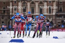 11.02.2016, Stockholm, Sweden (SWE): Sergey Ustiugov (RUS), Sondre Turvoll Fossli (NOR), Toni Ketelae (FIN), Nikita Kriukov (RUS), (l-r)  - FIS world cup cross-country, individual sprint, Stockholm (SWE). www.nordicfocus.com. © Felgenhauer/NordicFocus. Every downloaded picture is fee-liable.