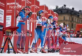 11.02.2016, Stockholm, Sweden (SWE): Evgenia Shapovalova (RUS), Mona-Liisa Nousiainen (FIN), (l-r)  - FIS world cup cross-country, individual sprint, Stockholm (SWE). www.nordicfocus.com. © Felgenhauer/NordicFocus. Every downloaded picture is fee-liable.