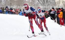 02.03.2016, Montreal, Canada (CAN): Astrid Uhrenholdt Jacobsen (NOR), Heidi Weng (NOR), (l-r)  - FIS world cup cross-country, mass women, Montreal (CAN). www.nordicfocus.com. © Felgenhauer/NordicFocus. Every downloaded picture is fee-liable.