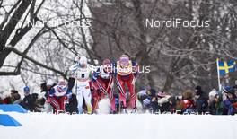 02.03.2016, Montreal, Canada (CAN): Charlotte Kalla (SWE), Astrid Uhrenholdt Jacobsen (NOR), Therese Johaug (NOR), (l-r)  - FIS world cup cross-country, mass women, Montreal (CAN). www.nordicfocus.com. © Felgenhauer/NordicFocus. Every downloaded picture is fee-liable.
