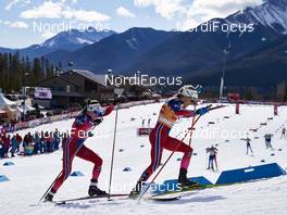 09.03.2016, Canmore, Canada (CAN): Heidi Weng (NOR), Therese Johaug (NOR), (l-r)  - FIS world cup cross-country, skiathlon women, Canmore (CAN). www.nordicfocus.com. © Felgenhauer/NordicFocus. Every downloaded picture is fee-liable.