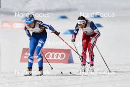 12.03.2016, Canmore, Canada (CAN): Kerttu Niskanen (FIN), Maiken Caspersen Falla (NOR), (l-r)  - FIS world cup cross-country, pursuit women, Canmore (CAN). www.nordicfocus.com. © Felgenhauer/NordicFocus. Every downloaded picture is fee-liable.