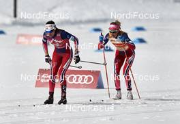 12.03.2016, Canmore, Canada (CAN): Heidi Weng (NOR), Therese Johaug (NOR), (l-r)  - FIS world cup cross-country, pursuit women, Canmore (CAN). www.nordicfocus.com. © Felgenhauer/NordicFocus. Every downloaded picture is fee-liable.