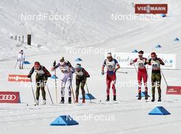 12.03.2016, Canmore, Canada (CAN): Denise Herrmann (GER), Jennie Bender (USA), Nicole Fessel (GER), Kari Oeyre Slind (NOR), Olivia Bouffard-Nesbitt (CAN), Hanna Kolb (GER), (l-r)  - FIS world cup cross-country, pursuit women, Canmore (CAN). www.nordicfocus.com. © Felgenhauer/NordicFocus. Every downloaded picture is fee-liable.