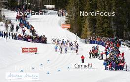 12.03.2016, Canmore, Canada (CAN): the women's start in the uphill   - FIS world cup cross-country, pursuit women, Canmore (CAN). www.nordicfocus.com. © Felgenhauer/NordicFocus. Every downloaded picture is fee-liable.
