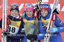 27.11.2016, Ruka, Finland (FIN): Krista Parmakoski (FIN), Marit Bjoergen (NOR), Heidi Weng (NOR) (l-r) - FIS world cup cross-country, 10km women, Ruka (FIN). www.nordicfocus.com. © THIBAUT/NordicFocus. Every downloaded picture is fee-liable.