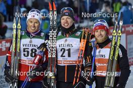 27.11.2016, Ruka, Finland (FIN): Iivo Niskanen (FIN), Emil Iversen (NOR), Martin Johnsrud Sundby (NOR), (l-r) - FIS world cup cross-country, 15km men, Ruka (FIN). www.nordicfocus.com. © THIBAUT/NordicFocus. Every downloaded picture is fee-liable.