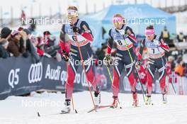 04.12.2016, Lillehammer, Norway (NOR): Astrid Uhrenholdt Jacobsen (NOR), Ragnhild Haga (NOR), Maiken Caspersen Falla (NOR), (l-r)  - FIS world cup cross-country, pursuit women, Lillehammer (NOR). www.nordicfocus.com. © Modica/NordicFocus. Every downloaded picture is fee-liable.