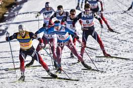 17.12.2016, La Clusaz, France (FRA): Martin Johnsrud Sundby (NOR), Sergey Ustiugov (RUS), Alexander Legkov (RUS), Anders Gloeersen (NOR) - FIS world cup cross-country, mass men, La Clusaz (FRA). www.nordicfocus.com. © Thibaut/NordicFocus. Every downloaded picture is fee-liable.