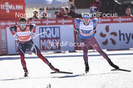 18.12.2016, La Clusaz, France (FRA): Finn Haagen Krogh (NOR), Sergey Ustiugov (RUS) - FIS world cup cross-country, 4x7.5km men, La Clusaz (FRA). www.nordicfocus.com. © Thibaut/NordicFocus. Every downloaded picture is fee-liable.