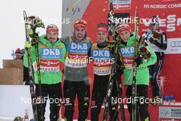 04.03.2016, Schonach, Germany (GER): Fabian Riessle (GER), Johannes Rydzek (GER), Manuel Faisst (GER), Eric Frenzel (GER), (l-r) - FIS world cup nordic combined, team HS106/4x5km, Schonach (GER). www.nordicfocus.com. © Modica/NordicFocus. Every downloaded picture is fee-liable.