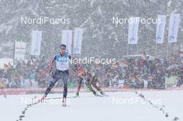 04.03.2016, Schonach, Germany (GER): Fabian Rissole falls during the final sprint Fabian Riessle (GER) - FIS world cup nordic combined, team HS106/4x5km, Schonach (GER). www.nordicfocus.com. © Modica/NordicFocus. Every downloaded picture is fee-liable.