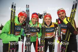 02.12.2016, Lillehammer, Norway (NOR): Rydzek, Kircheisen, Riessle, Frenzel, (l-r) - FIS world cup nordic combined, team HS100/4x5km, Lillehammer (NOR). www.nordicfocus.com. © Modica/NordicFocus. Every downloaded picture is fee-liable.