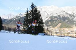 17.12.2016, Ramsau, Austria (AUT): Mario Seidl (AUT), Eric Frenzel (GER), (l-r)  - FIS world cup nordic combined, individual gundersen HS96/10km, Ramsau (AUT). www.nordicfocus.com. © Rauschendorfer/NordicFocus. Every downloaded picture is fee-liable.
