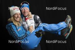 28.11.2016, Oestersund, Sweden, (SWE): Federica Sanfilippo (ITA), Lukas Hofer (ITA), (l-r) - IBU world cup biathlon, photoshooting, Oestersund (SWE). www.nordicfocus.com. © Manzoni/NordicFocus. Every downloaded picture is fee-liable.