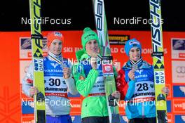 16.01.2016, Tauplitz/Bad Mitterndorf, Austria (AUT): Kenneth Gangnes (NOR), Peter Prevc (SLO), Stefan Kraft (AUT), (l-r)  - FIS ski flying world championships, individual HS225, Tauplitz/Bad Mitterndorf (AUT). www.nordicfocus.com. © Rauschendorfer/NordicFocus. Every downloaded picture is fee-liable.