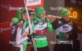 06.02.2016, Oslo, Norway (NOR): (l-r) Peter Prevc (SLO), Robert Kranjec (SLO), Jurij Tepes (SLO) and Domen Prevc (SLO) - FIS world cup ski jumping, team HS134, Oslo (NOR). www.nordicfocus.com. © Laiho/NordicFocus. Every downloaded picture is fee-liable.
