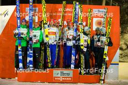 22.02.2016, Kuopio, Finland (FIN): (l-r) Team Germany, Team Norway and Team Japan - FIS world cup ski jumping, team HS127, Kuopio (FIN). www.nordicfocus.com. © Laiho/NordicFocus. Every downloaded picture is fee-liable.