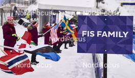 19.02.2016, Lahti, Finland (FIN): FIS Family stand and flags   - FIS world cup ski jumping ladies, individual HS100, Lahti (FIN). www.nordicfocus.com. © Felgenhauer/NordicFocus. Every downloaded picture is fee-liable.