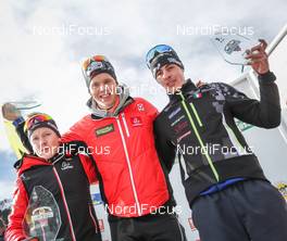 24.01.2016, Lienz, Austria (AUT): Leitinger Klaus, Plessnitzer Kevin, Brunner Julian, (l-r) - FIS Marathon Cup Dolomitenlauf, Lienz (AUT). www.nordicfocus.com. © Russolo/NordicFocus. Every downloaded picture is fee-liable.