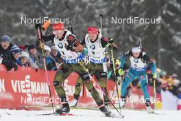 08.01.2017, Oberhof, Germany (GER): Franziska Hildebrand (GER), Laura Dahlmeier (GER), Justine Braisaz (FRA), (l-r) -  IBU world cup biathlon, mass women, Oberhof (GER). www.nordicfocus.com. © Manzoni/NordicFocus. Every downloaded picture is fee-liable.