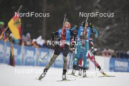 12.01.2017, Ruhpolding, Germany (GER): Maren Hammerschmidt (GER), Anais Chevalier (FRA), Hilde Fenne (NOR), (l-r) -  IBU world cup biathlon, relay women, Ruhpolding (GER). www.nordicfocus.com. © Manzoni/NordicFocus. Every downloaded picture is fee-liable.