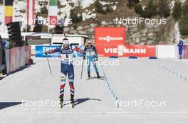 22.01.2017, Antholz, Italy (ITA): Johannes Thingnes Boe (NOR), Quentin Fillon Maillet (FRA), (l-r) -  IBU world cup biathlon, mass men, Antholz (ITA). www.nordicfocus.com. © Manzoni/NordicFocus. Every downloaded picture is fee-liable.