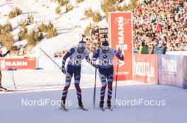 21.01.2017, Antholz, Italy (ITA): Johannes Thingnes Boe (NOR), Emil Hegle Svendsen (NOR), (l-r) -  IBU world cup biathlon, relay men, Antholz (ITA). www.nordicfocus.com. © Manzoni/NordicFocus. Every downloaded picture is fee-liable.