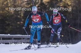22.01.2017, Antholz, Italy (ITA): Anais Bescond (FRA), Alexia Runggaldier (ITA), (l-r) -  IBU world cup biathlon, relay women, Antholz (ITA). www.nordicfocus.com. © Manzoni/NordicFocus. Every downloaded picture is fee-liable.