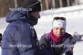 18.01.2017, Antholz, Italy (ITA): Jean Paul Giachino (FRA), coach Team France, Justine Braisaz (FRA), (l-r) -  IBU world cup biathlon, training, Antholz (ITA). www.nordicfocus.com. © Manzoni/NordicFocus. Every downloaded picture is fee-liable.