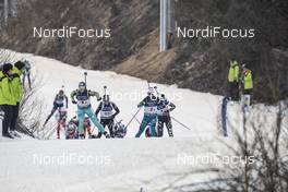 05.03.2017, Pyeong Chang, Korea (KOR): Iryna Varvynets (UKR), Selina Gasparin (SUI), Anais Chevalier (FRA), (l-r) -  IBU world cup biathlon, relay women, Pyeong Chang (KOR). www.nordicfocus.com. © Manzoni/NordicFocus. Every downloaded picture is fee-liable.