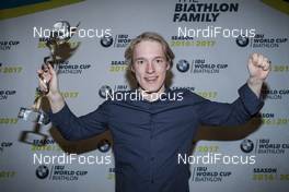 19.03.2017, Oslo, Norway (NOR): Sebastian Samuelsson (SWE), Rookie of the year -  IBU world cup biathlon, cups, Oslo (NOR). www.nordicfocus.com. © Manzoni/NordicFocus. Every downloaded picture is fee-liable.