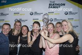 19.03.2017, Oslo, Norway (NOR): Gerald Hoenig (GER) coach Team Germany, Denise Herrmann (GER), Laura Dahlmeier (GER), Vanessa Hinz (GER), Franziska Hildebrand (GER), Nadine Horchler (GER), Maren Hammerschmidt (GER), (l-r) -  IBU world cup biathlon, cups, Oslo (NOR). www.nordicfocus.com. © Manzoni/NordicFocus. Every downloaded picture is fee-liable.