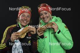 19.02.2017, Hochfilzen, Austria (AUT): Laura Dahlmeier (GER), Maren Hammerschmidt (GER), (l-r) - IBU world championships biathlon, medals, Hochfilzen (AUT). www.nordicfocus.com. © NordicFocus. Every downloaded picture is fee-liable.