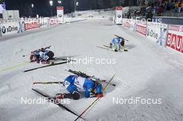 01.12.2017, Oestersund, Sweden, (SWE): Emma Lunder (CAN), Kadri Lehtla (EST), Urska Poje (SLO), (l-r) - IBU world cup biathlon, sprint women, Oestersund (SWE). www.nordicfocus.com. © Manzoni/NordicFocus. Every downloaded picture is fee-liable.