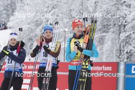 17.12.2017, Annecy-Le Grand Bornand, France (FRA): Anais Chevalier (FRA), Vanessa Hinz (GER), Anastasiya Kuzmina (SVK), (l-r) -  IBU world cup biathlon, mass women, Annecy-Le Grand Bornand (FRA). www.nordicfocus.com. © Manzoni/NordicFocus. Every downloaded picture is fee-liable.