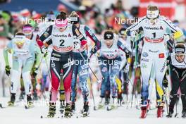 01.01.2017, Val Mustair, Switzerland (SUI): Maiken Caspersen Falla (NOR), Stina Nilsson (SWE), (l-r)  - FIS world cup cross-country, tour de ski, mass women, Val Mustair (SUI). www.nordicfocus.com. © Modica/NordicFocus. Every downloaded picture is fee-liable.