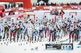 01.01.2017, Val Mustair, Switzerland (SUI): Maiken Caspersen Falla (NOR), Stina Nilsson (SWE), Heidi Weng (NOR), Ingvild Flugstad Oestberg (NOR), Vesna Fabjan (SLO), (l-r)  - FIS world cup cross-country, tour de ski, mass women, Val Mustair (SUI). www.nordicfocus.com. © Modica/NordicFocus. Every downloaded picture is fee-liable.