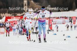 01.01.2017, Val Mustair, Switzerland (SUI): Krista Parmakoski (FIN), Stina Nilsson (SWE), (l-r)  - FIS world cup cross-country, tour de ski, mass women, Val Mustair (SUI). www.nordicfocus.com. © Modica/NordicFocus. Every downloaded picture is fee-liable.