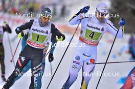 15.01.2017, Toblach, Italy (ITA): Federico Pellegrino (ITA), Teodor Peterson (SWE) - FIS world cup cross-country, team sprint, Toblach (ITA). www.nordicfocus.com. © Thibaut/NordicFocus. Every downloaded picture is fee-liable.
