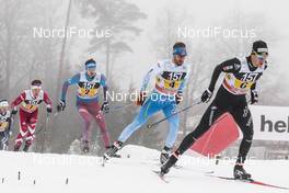 22.01.2017, Ulricehamn, Sweden (SWE): Knute Johnsgaard (CAN), Petr Sedov (RUS), Lari Lehtonen (FIN), Toni Livers (SUI) - FIS world cup cross-country, 4x7.5km men, Ulricehamn (SWE). www.nordicfocus.com. © Modica/NordicFocus. Every downloaded picture is fee-liable.