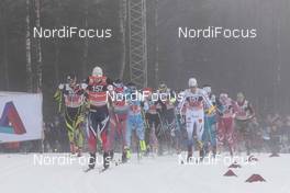 22.01.2017, Ulricehamn, Sweden (SWE): Simen Hegstad Krueger (NOR), Alexey Poltoranin (KAZ), Daniel Rickardsson (SWE), Jonas Baumann (SUI), (l-r)  - FIS world cup cross-country, 4x7.5km men, Ulricehamn (SWE). www.nordicfocus.com. © Modica/NordicFocus. Every downloaded picture is fee-liable.