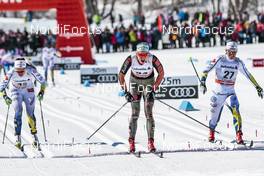18.03.2017, Quebec, Canada (CAN): Charlotte Kalla (SWE), Anna Haag (SWE), Nicole Fessel (GER), (l-r)  - FIS world cup cross-country, mass women, Quebec (CAN). www.nordicfocus.com. © Modica/NordicFocus. Every downloaded picture is fee-liable.