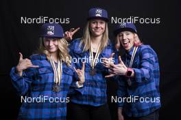 05.03.2017, Lahti, Finland (FIN): Jessica Diggins (USA), Sadie Bjornsen (USA), Kikkan Randall (USA) (l-r)  - FIS nordic world ski championships, cross-country, medals, Lahti (FIN). www.nordicfocus.com. © Modica/NordicFocus. Every downloaded picture is fee-liable.