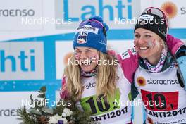 26.02.2017, Lahti, Finland (FIN): Jessica Diggins (USA), Sadie Bjornsen (USA), (l-r) - FIS nordic world ski championships, cross-country, team sprint, Lahti (FIN). www.nordicfocus.com. © Modica/NordicFocus. Every downloaded picture is fee-liable.