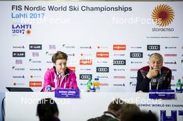 21.02.2017, Lahti, Finland (FIN): Sarah Lewis, Gian Franco Kasper   - FIS nordic world ski championships, cross-country, training, Lahti (FIN). www.nordicfocus.com. © NordicFocus. Every downloaded picture is fee-liable.
