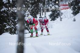26.11.2017, Ruka, Finland (FIN): Yulia Tikhonova (BLR), Emily Nishikawa (CAN), (l-r)  - FIS world cup cross-country, pursuit women, Ruka (FIN). www.nordicfocus.com. © Modica/NordicFocus. Every downloaded picture is fee-liable.
