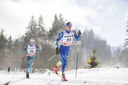 31.12.2017, Lenzerheide, Switzerland (SUI): Alexey Poltoranin (KAZ), Clement Parisse (FRA), (l-r)  - FIS world cup cross-country, tour de ski, 15km men, Lenzerheide (SUI). www.nordicfocus.com. © Modica/NordicFocus. Every downloaded picture is fee-liable.