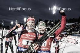 26.11.2017, Oestersund, Sweden, (SWE): Simon Eder (AUT), Lisa Theresa Hauser (AUT), (l-r) - IBU world cup biathlon, single mixed relay, Oestersund (SWE). www.nordicfocus.com. © Manzoni/NordicFocus. Every downloaded picture is fee-liable.